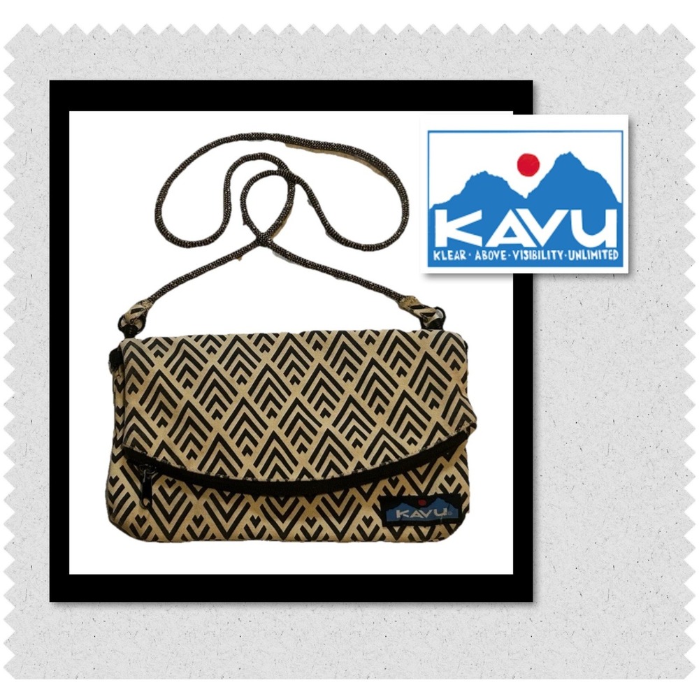 KAVU Slingaling Zig Zag Aztec Geometric Print Crossbody - Fold Over Bag Zippers